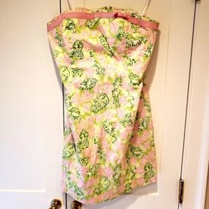 Vtg Lilly Pulitzer "fried catfish" strapless dress